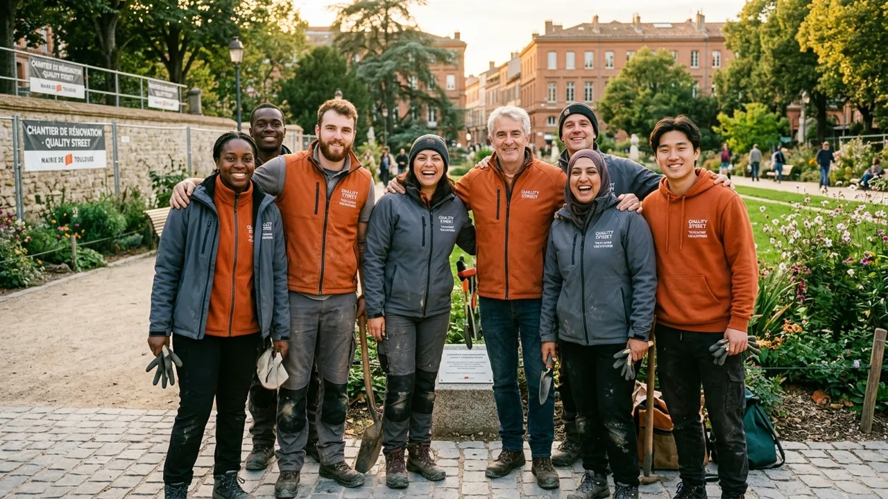 Groupe de bénévoles lors d'une excursion citoyenne de terrain à Toulouse